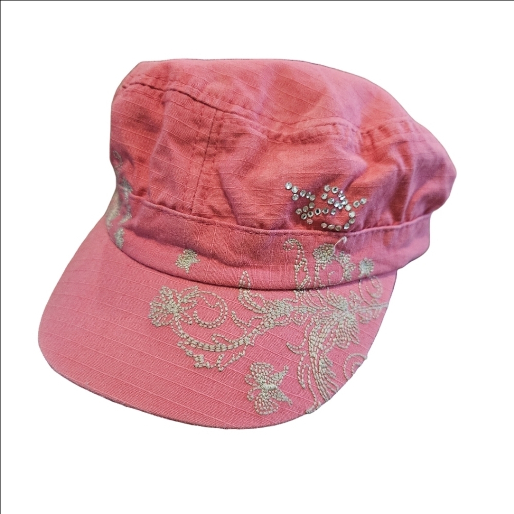 Panama Jack Women's Pink Hat With Floral & Butterfly Embroidery, One Size